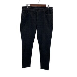 Lauren Ralph Lauren Womens 12‎ Jeans Black Denim Embroidered Rose Straight Leg